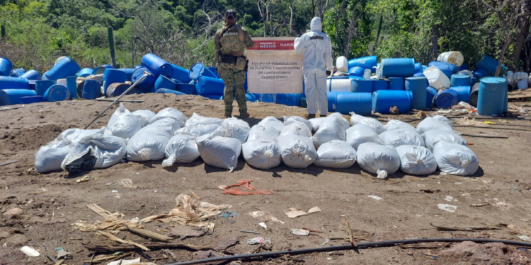Inhabilitan 3 laboratorios y decomisan 16.8 toneladas de metanfetamina en Sinaloa