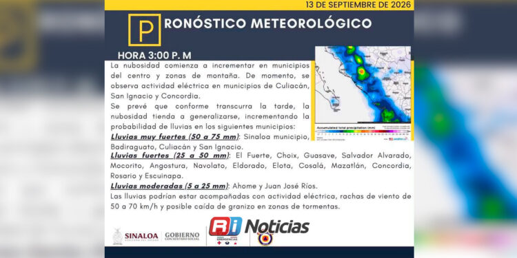 Prevén lluvias fuertes durante la noche y madrugada en Mazatlán