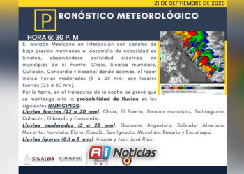 Mantienen alta probabilidad de lluvias en Sinaloa; prevén precipitaciones fuertes en varios municipios