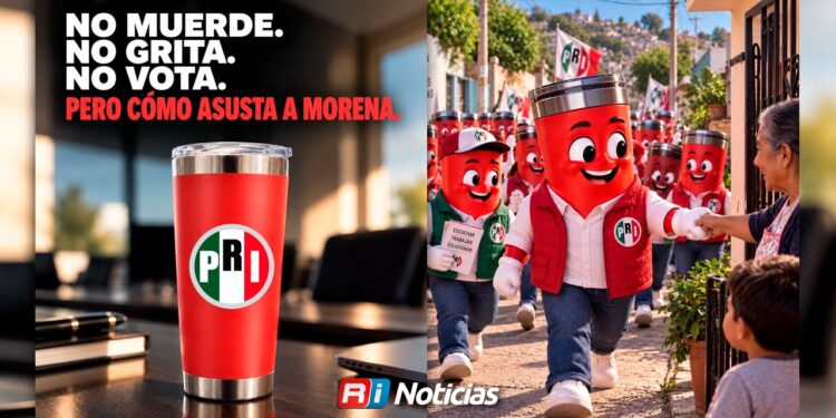 PRI convierte el termo rojo en símbolo de su campaña y asegura que incomoda a Morena