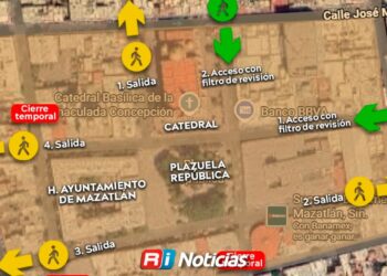 Cierran circulación en calle Ángel Flores por instalación de escenario para festejos patrios