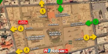 Cierran circulación en calle Ángel Flores por instalación de escenario para festejos patrios