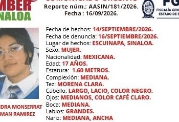Activan Alerta Amber por desaparición de adolescente de 17 años en Escuinapa