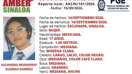 Activan Alerta Amber por desaparición de adolescente de 17 años en Escuinapa