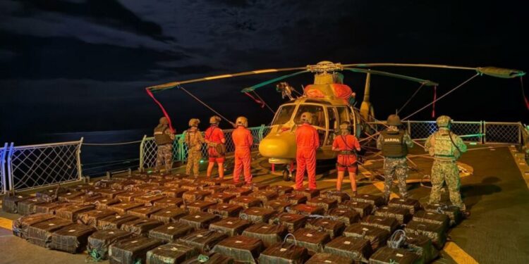 Marina incrementa 47.2% el aseguramiento de cocaína en operaciones marítimas; detiene a 86