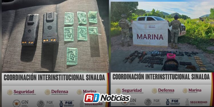La Secretaría de Marina detiene a presuntos infractores de la ley y asegura vehículos, armamento y sustancias ilícitas en Sinaloa