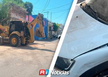 Se desploma barda de una vivienda antigua en el Centro de Culiacán y daña dos vehículos