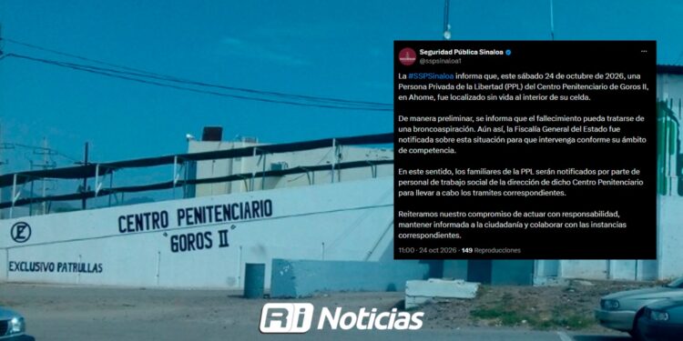 Localizan sin vida a interno en el penal de Goros II, en Ahome