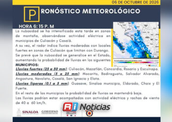Mazatlán se prepara para lluvias de hasta 50 milímetros esta noche