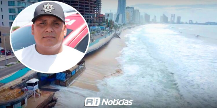 Mar de fondo mantiene cerradas las playas de Mazatlán; 35 elementos refuerzan la vigilancia