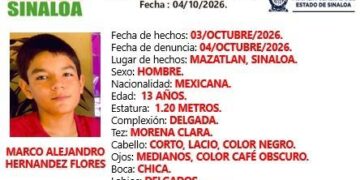 Buscan a Marco Alejandro de 13 años reportado como desaparecido en Mazatlán