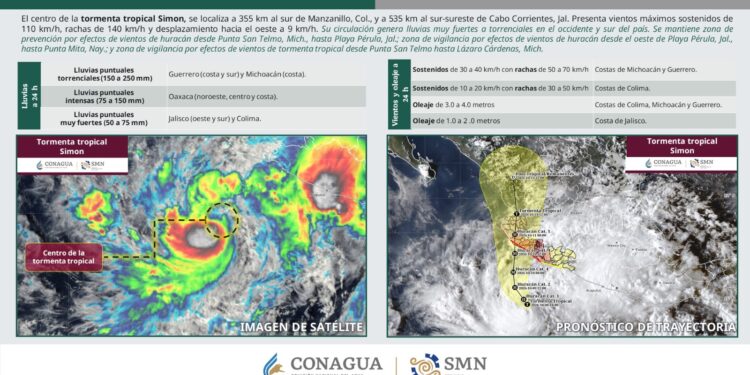 Simon mantiene fuerza de tormenta tropical y podría convertirse en huracán esta noche