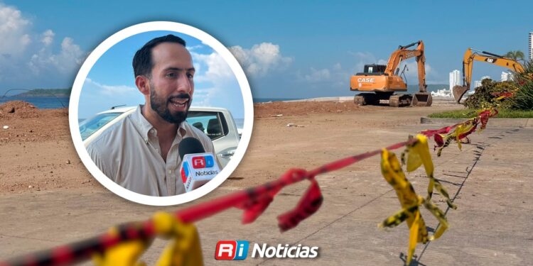 Estabilizan socavón en el malecón; mantendrán la zona cerrada por seguridad