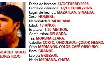 Activan Alerta Amber por desaparición de Giancarlo de 17 años en Mazatlán