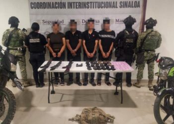 Grupo Interinstitucional detiene en Concordia a 3 hombres y 1 mujer; les aseguraron arsenal y presunta droga