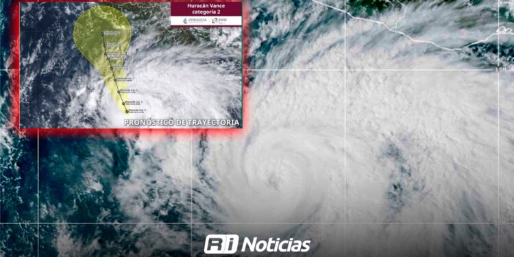 Huracán Vance sigue en categoría 2 con vientos de 175 km/h; prevén lluvias muy fuertes en nueve estados