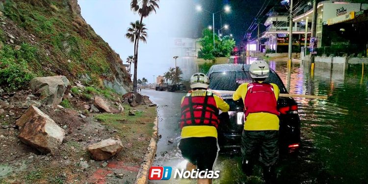 Cinco autos varados y deslave en el cerro de la Nevería dejan las lluvias en Mazatlán