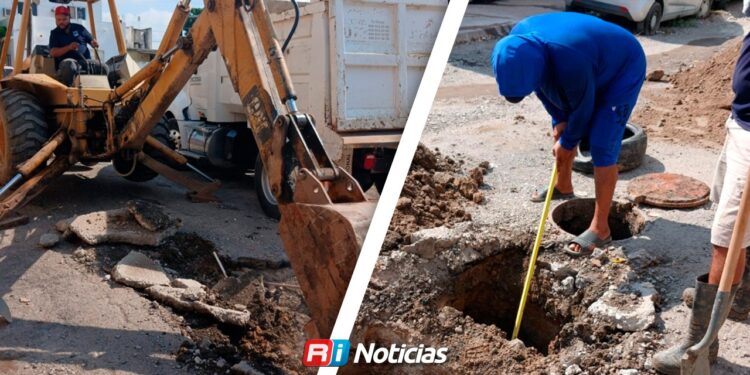 Hundimiento en Infonavit Jabalíes obliga a reparar tubería de drenaje de 40 años