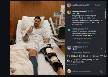 Raúl Jiménez es operado con éxito y comenzará su recuperación